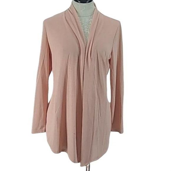 J.W. Style Sweaters - J.W. Style‎ Coral Light Pink Soft Drape Front Duster Cardigan Size XL